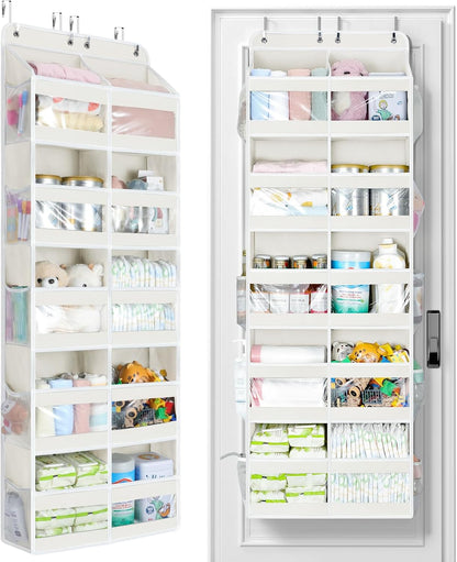 Yecaye 5-Tier Over The Door Organizer Dual-Column, 80lbs Load Over The Door Storage of 10 Compartments, Heavy Duty Door Organizer Hanging for Bedroom Closet Dorm Bathroom Pantry, Grey 1 Pack