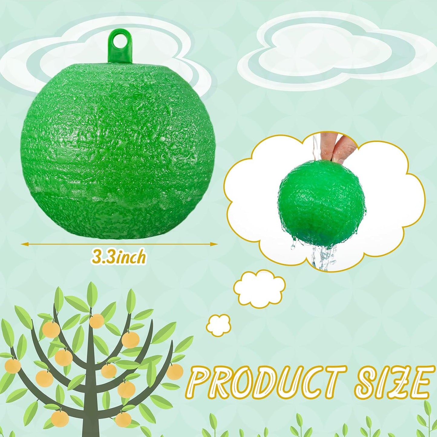 Qualirey 10 Pcs Sticky Fruit Fly Trap Ball Adhesive Fly Catching Ball Sticky Glue Fly Gnat Wasp Hornet Mosquito Bugs Flying Insects Trap Ball Traps (Yellow)