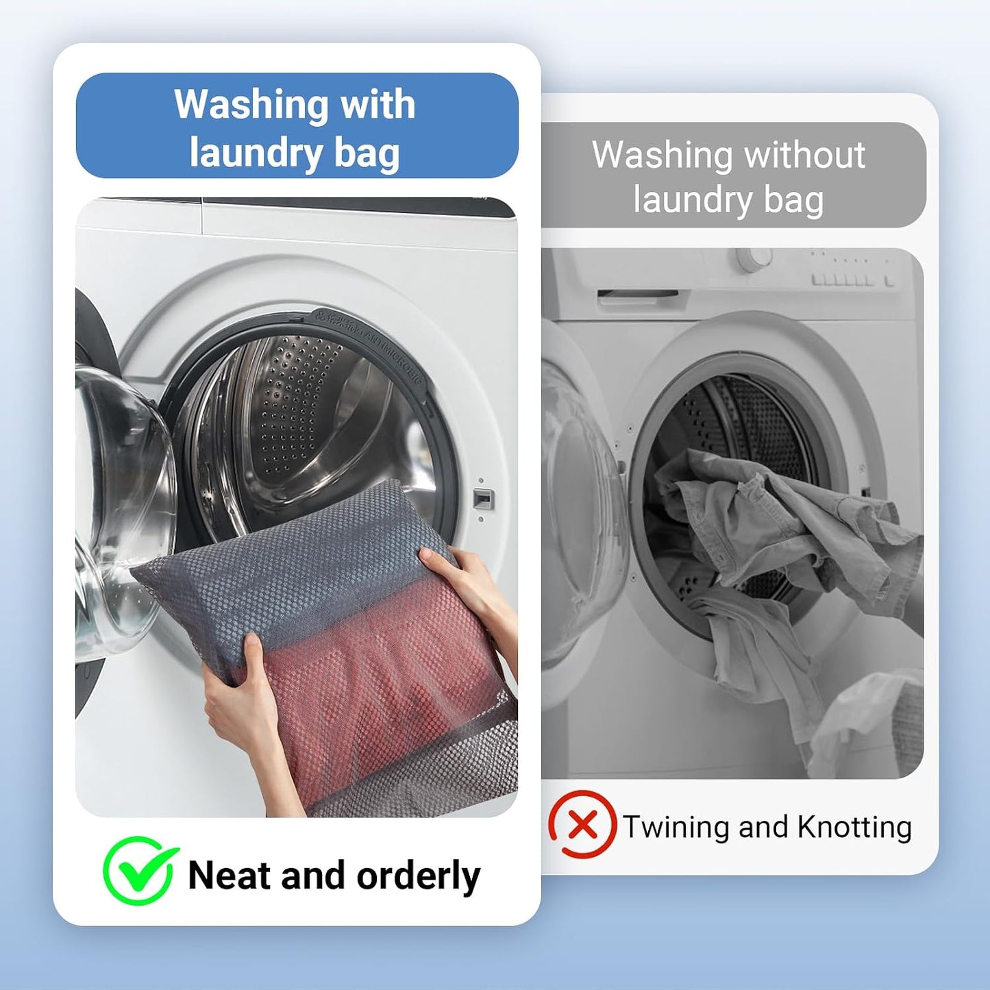 6Pcs Organic Cotton Mesh Laundry Bags for Delicates, Durable Mesh Wash Bags, Sturdy Zipper Laundry Bag for Underwear, Clothes, Shoes, Socks, (3 Large, 3 Medium)