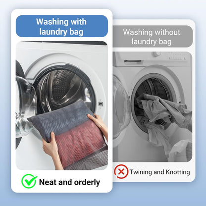6Pcs Organic Cotton Mesh Laundry Bags for Delicates, Durable Mesh Wash Bags, Sturdy Zipper Laundry Bag for Underwear, Clothes, Shoes, Socks, (3 Large, 3 Medium)