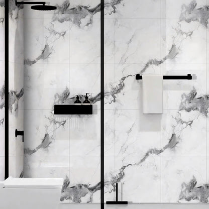 Chejiaye 10pcs Marble Peel and Stick Backsplash Waterproof Washroom Wall Panels, Peel and Stick Tile, PVC Foam Wall Panels for Kitchen,Bathroom,Living Room,Blue and Gold(Not Real Tile,11.8" x 11.8")