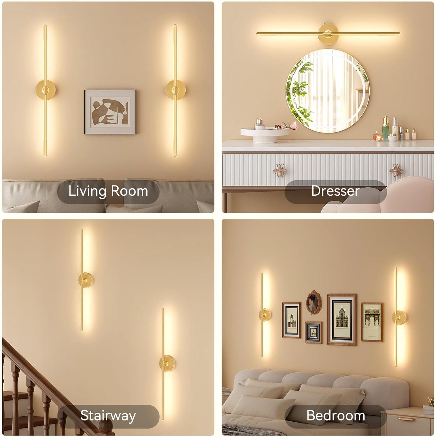Ouyulong Battery Operated Wall Sconces Set of 2, 10000mAh Wireless Rechargeable 3000-6000K Dimmable 350° Rotate Wall Light with Remote for Living Room, Bedroom 31.6in Black