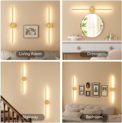 Ouyulong Battery Operated Wall Sconces Set of 2, 10000mAh Wireless Rechargeable 3000-6000K Dimmable 350° Rotate Wall Light with Remote for Living Room, Bedroom 31.6in Black