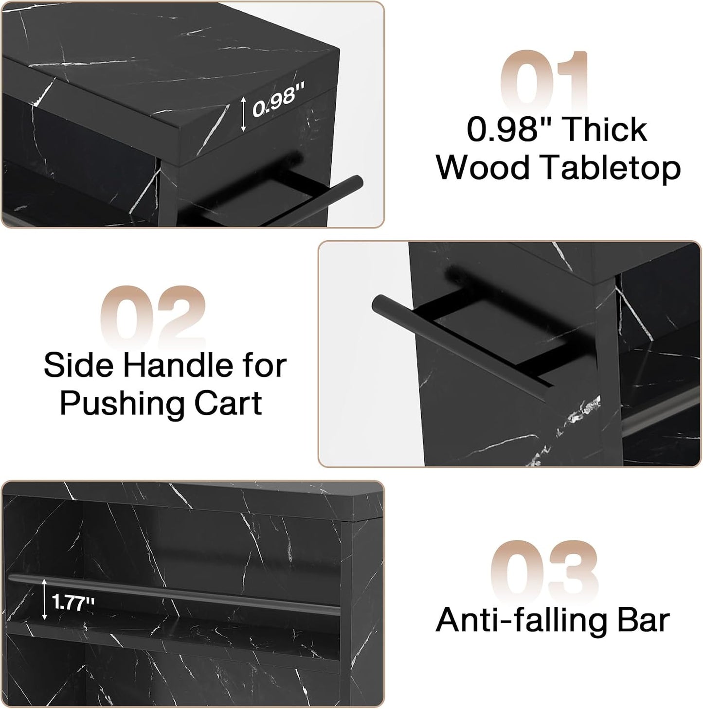 Tribesigns Slim Storage Cart, Rolling Narrow Kitchen Cart on Wheels for Small Place, 4-Tier Slide Out Slim Utility Cart Skinny Laundry Cart with Handle for Kitchen, Bathroom, Laundry