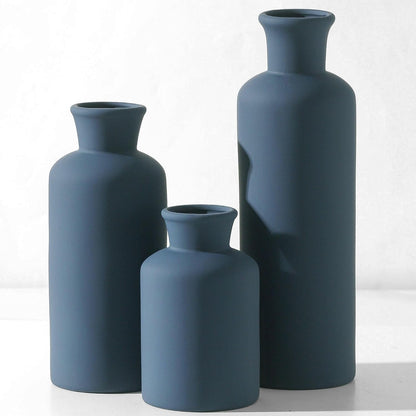 Ceramic Vase Set of 3, Decorative Vases Home Decor Modern Neutral Flower Pampass Boho Vase for Living Room, Table, Mantel, Entryway, Bookshelf, Kitchen, Bedroom, Bathroom - White