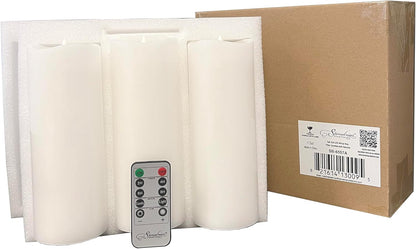 Stonebriar 6 Count White Real Wax 3x3 Flameless LED Pillar Candles with Remote and Timer