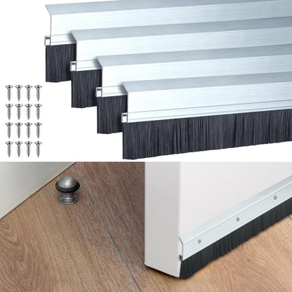 Hushee 2 Pcs 36 Inches Brush Door Sweep for Exterior, Aluminum Commercial Door Sweep Bottom All-Season Alloy Brush for Exterior and Interior Sealing Gaps Keeps Cold Air, Dust Out (White)