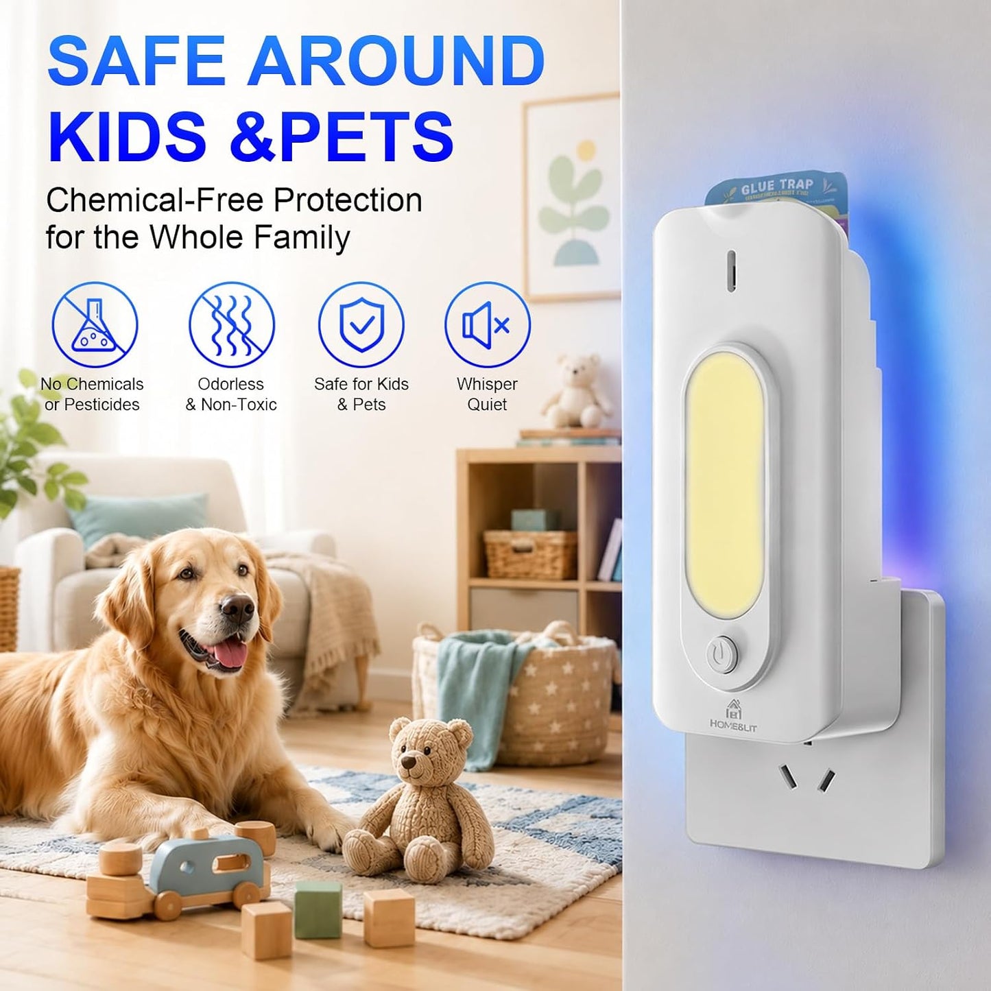 Homesuit Plug-in Fly Trap Indoor, 5W UV & Small Night Light Insect Trap with 10 Sticky Glue Cards, Flying Insect Catcher for Gnats, Moths in Home, Kitchen, Bedroom