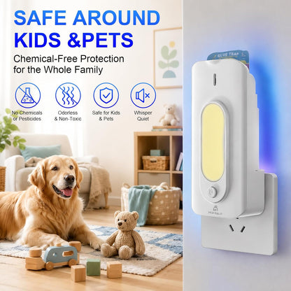 Homesuit Plug-in Fly Trap Indoor, 5W UV & Small Night Light Insect Trap with 10 Sticky Glue Cards, Flying Insect Catcher for Gnats, Moths in Home, Kitchen, Bedroom