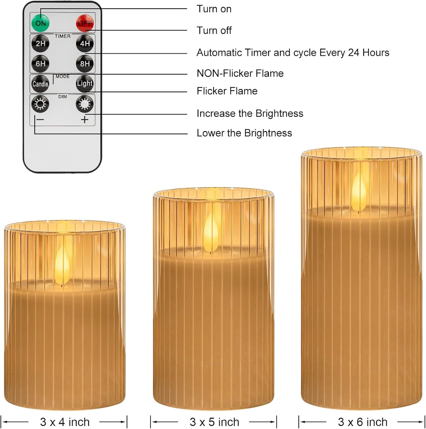 ANGELLOONG Flickering Flameless Candles, Realistic Battery Operated Candles with Remote and Timer, Set of 3 LED Candles for Room Fall Home Wedding Decor Centerpieces Table Party Valentines Decorations