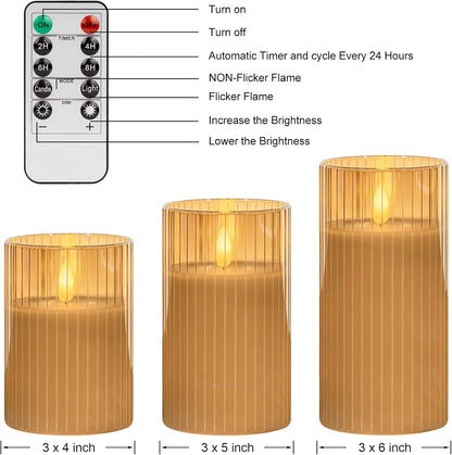 ANGELLOONG Flickering Flameless Candles, Realistic Battery Operated Candles with Remote and Timer, Set of 3 LED Candles for Room Fall Home Wedding Decor Centerpieces Table Party Valentines Decorations