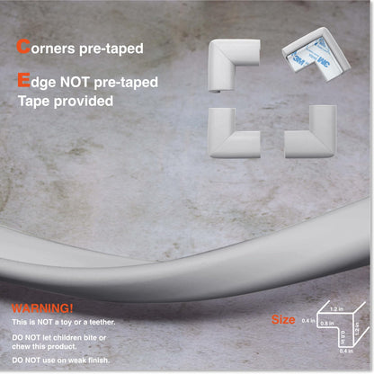 Roving Cove Slimfit Corner Edge Protector for Baby Proofing (Small 15ft Edge 4 Corners), Furniture Safety Bumper Guard, Soft NBR Rubber Foam, 3M Adhesive, Oyster White (Off White)