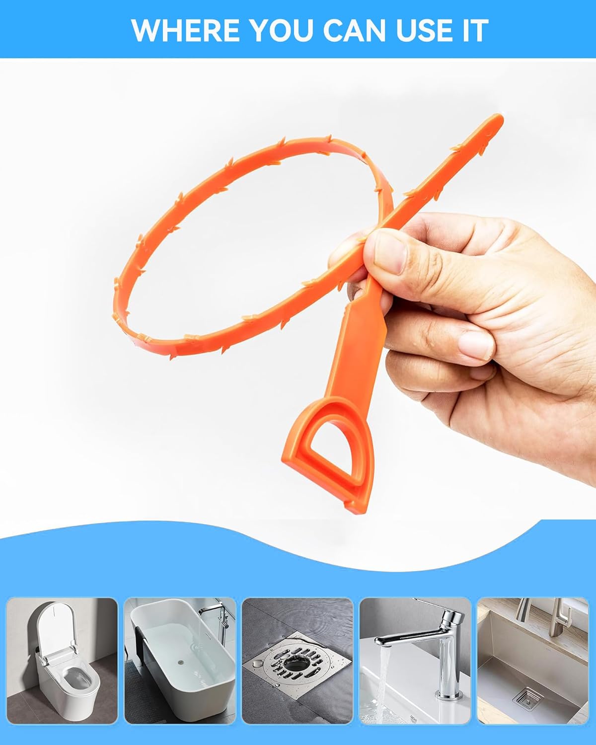 Drain Snake,79 inch Flexible Grabber Claw Pick Up Reacher Tool,Drain Clog Remover - Gutter Cleaning Tools for Home Sink, Bathroom Tub,Drain, Toilet, Tight Spaces