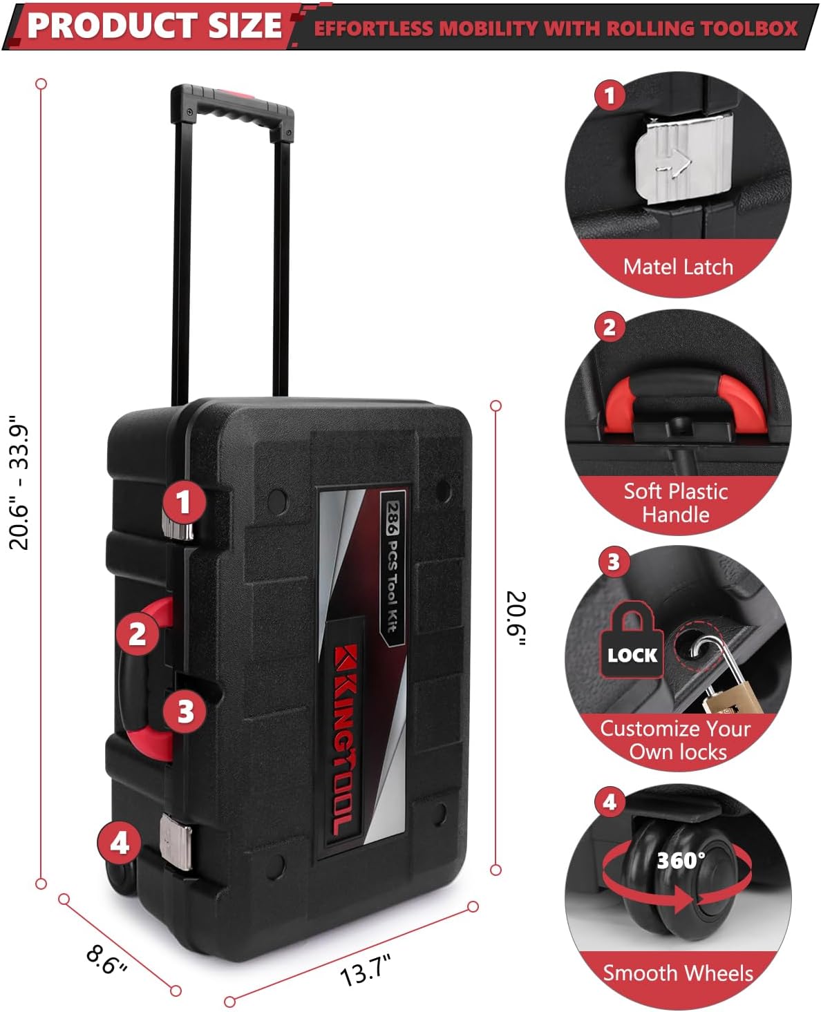 KingTool 325 Piece Home Repair Tool Kit, General Home/Auto Repair Tool Set, Toolbox Storage Case with Drawer, General Household Tool Kit - Perfect for Homeowner, Diyer, Handyman