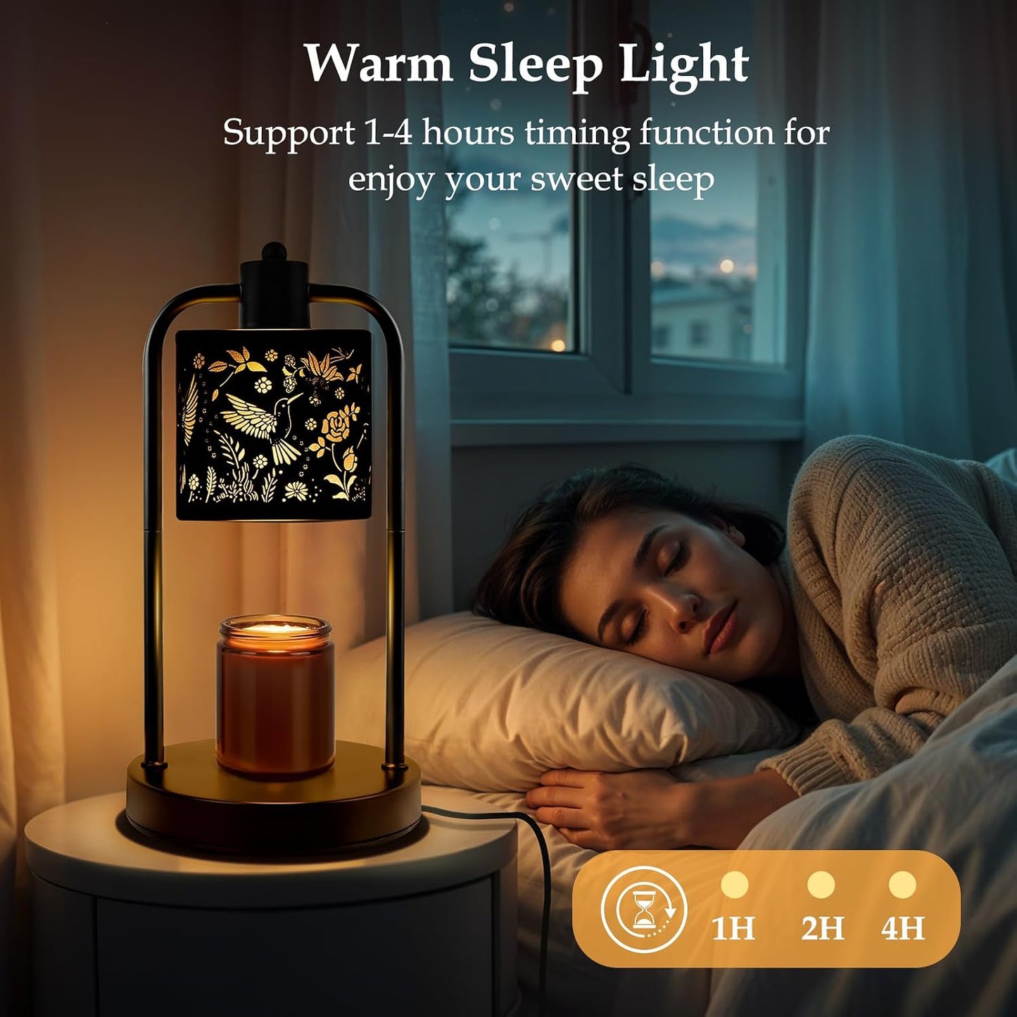 Candle Warmer Lamp Electric with Timer: Wax Melts Warmer - Dimmable Candle Wax Warmer Electric Candle Warmer with Replacement Bulbs, Bedroom Home Decor Compatible with Various Candles-Linen