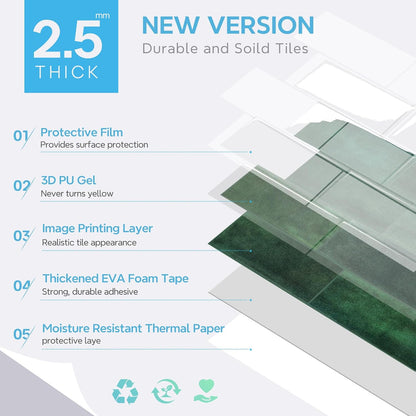 STICKGOO 10 Sheets Subway Tile Peel and Stick Backsplash, Extra Thick 3D Wall Tiles with Commercial-Grade Adhesive for Kitchen, Bathroom, Laundry Room,11.56"x8.38"(White)