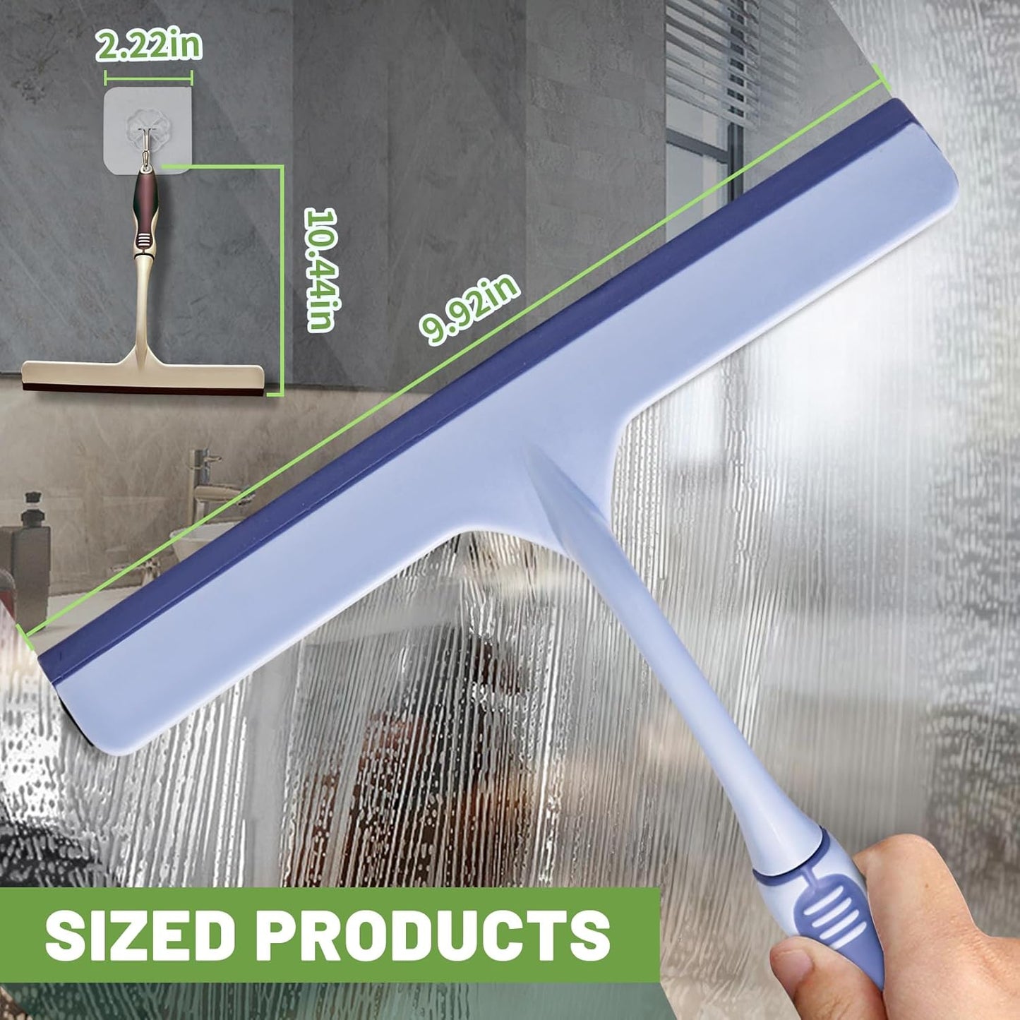3PCS mini Squeegee Shower Squeegee Hanging Rubber Squeegee with Hook, Multipurpose Shower Squeegee for Glass Doors Window Squeegee (Regular Version)