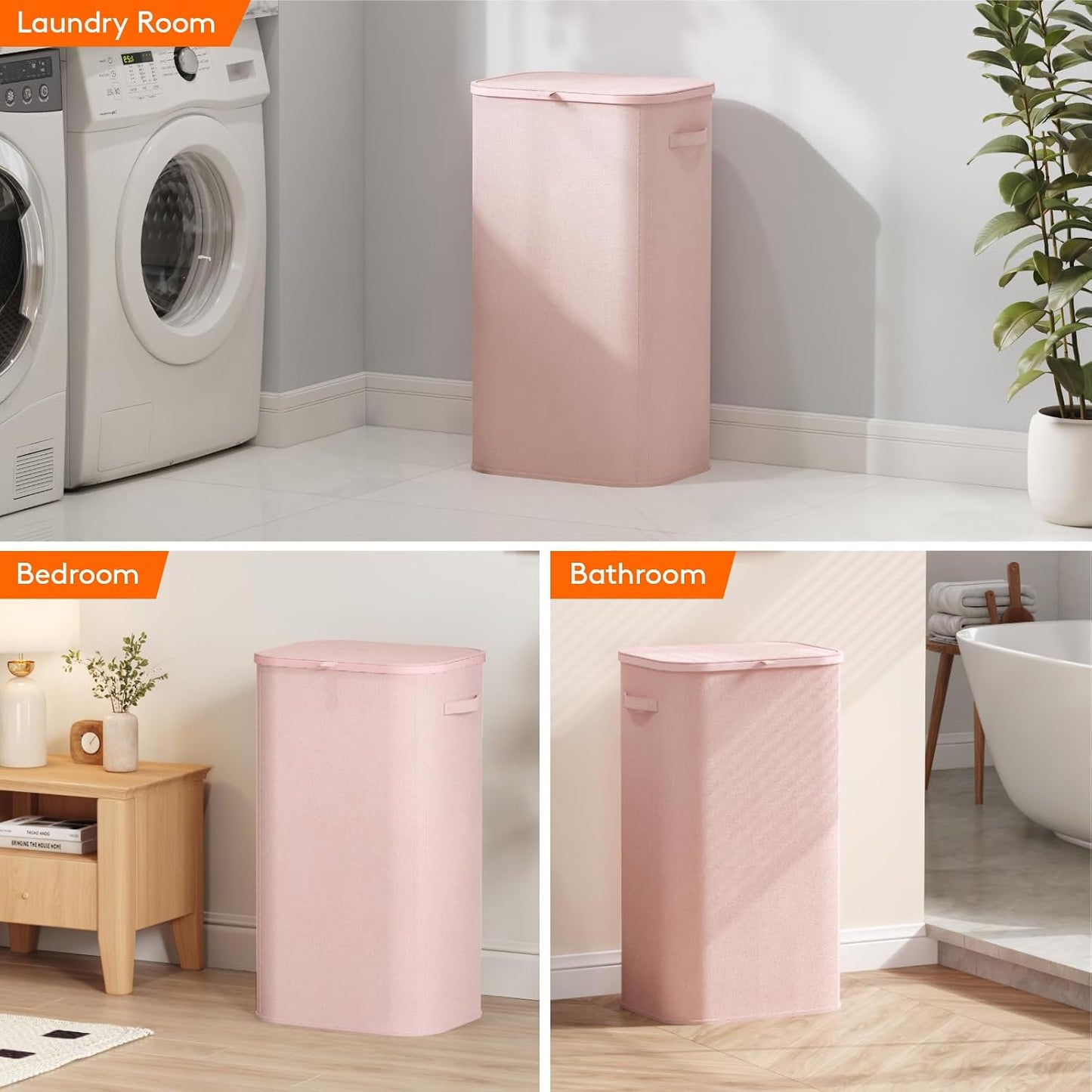 Lifewit 165L Large Laundry Basket with Lid, Laundry Hamper with Plastic Handles and Removable Bag, Foldable Tall Dirty Clothes Hampers for Laundry for Laundry Room, Bedroom, Bathroom, Dorm, Beige