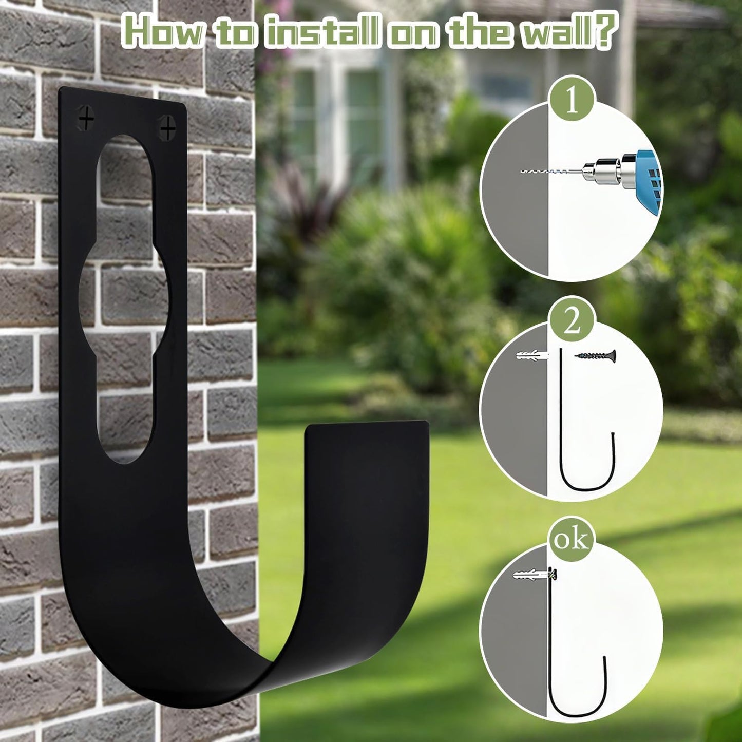SupKing Hose Holder Wall Mount,Heavy Duty Garden Hose Hanger Reel Metal Hose Hooks Fit to100ft Expandable Watering Hose Storage