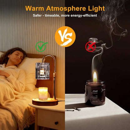 Candle Warmer Lamp with Timer & Dimmer, Birthday Gifts for Women Mom, 4-Level Dimmable Flower Heat Lamp for Jar Candles, Adjustable Height, House Warming Gifts, Home Decor (Purple