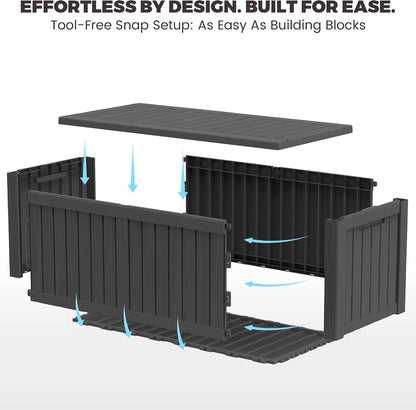 Outdoor Storage Box, 320 Gallon Waterproof Deck Box [Upgraded 3.0], Dual Gas-Spring Ultimate Resin Organizer for King Cushions, Heavy-Duty Lockable Estate Storage Bench, Backyard BBQ, Black