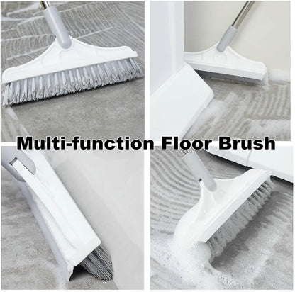 2 in 1 Cleaning Floor Scrub Brush Floor Brush Scrubber New Upgraded 53.5" Long Handle Grout Brush Scrape V-Shape Stiff Bristle Cleaning Brush with Squeegee 120°Rotating Tile Brush for Bathroom
