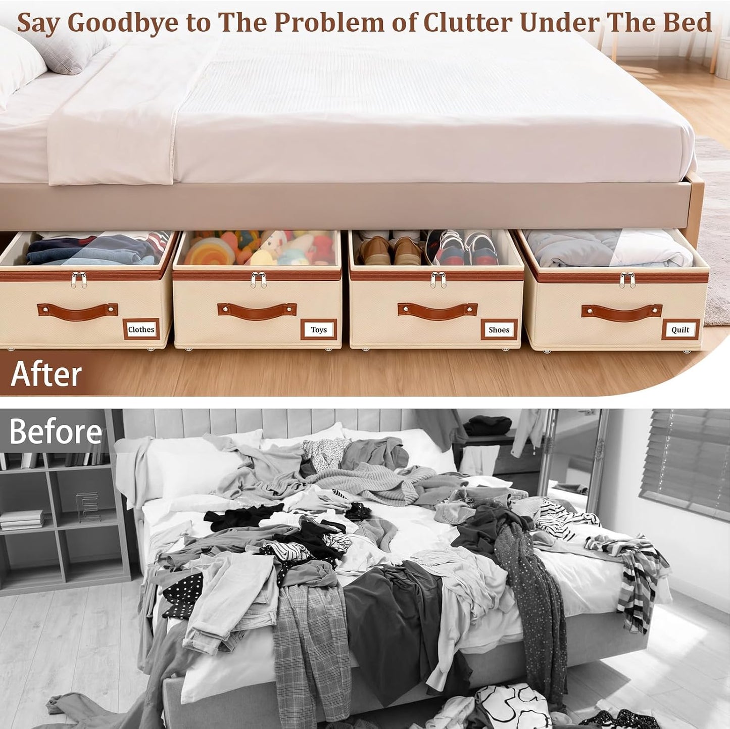 Dolicer 2 Pack Under Bed Storage with Wheels, 6in-10in Height Adjustable Underbed Storage Containers, 92L XXXL Under Bed Drawers Rolling Bin with Clear Lids for Dorm Shoes Clothes Organizers(Grey)