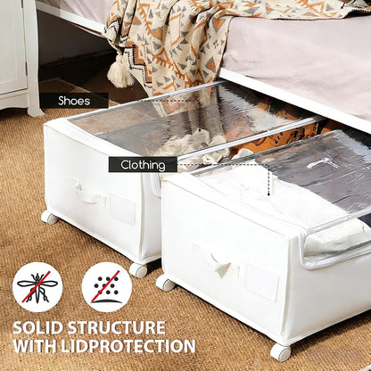 FOUCSSOMEI Under Bed Storage with Wheels, Under The Bed Storage Drawers On Wheels, Rolling Underbed Drawers, Lockable, Heavy Duty