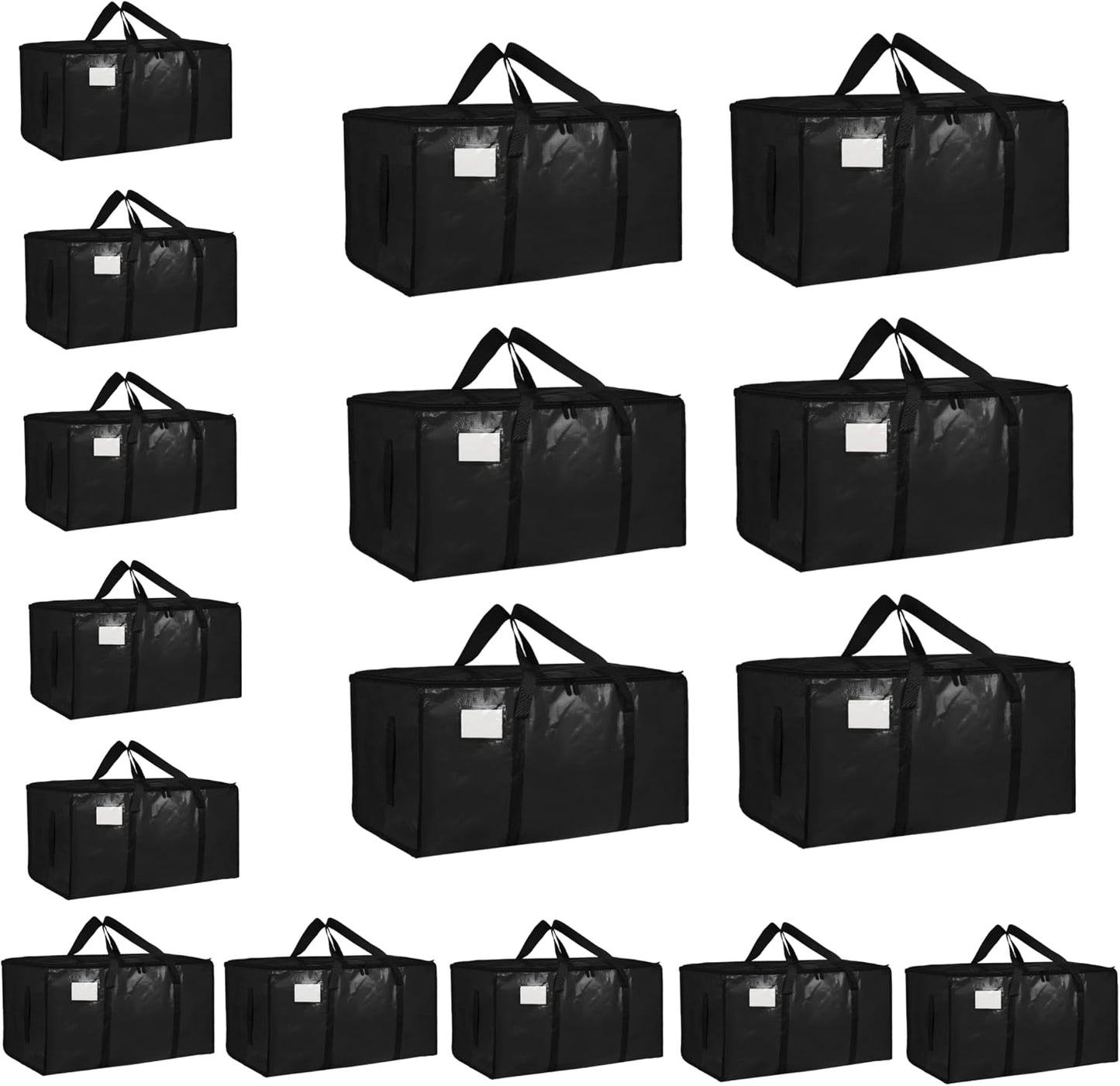 8 Pack-Extra Large Heavy Duty Moving Bags - Waterproof Storage Totes with Handles & Zippers, Foldable for College Dorm, Storage (Clear)