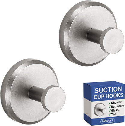 HOME SO Suction Cup Hooks for Shower & Bathroom Towel Holder 2-Pack – Suction Cups Hooks for Hanging Towels, Robes, & Coats - Tiles, Glass Door or Mirror – Shower Hooks & Towel Hooks Organizer - Black