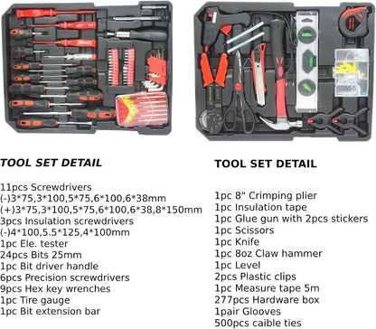 Home Tool Set Kit -899 PCS Home Auto Repair Tool Kit with Rolling Tool Box, Complete Hand Tool Set, Perfect for Homeowner, Diyer, Handyman