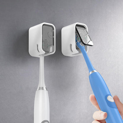 4PCS Toothbrush Holders for Bathroom, Single Slot Teeth Brush Storage Organizer with Cover & Drainage Hole for Shower Travel Family Use, Dust- & Waterproof Wall Mounted Detachable Dispenser
