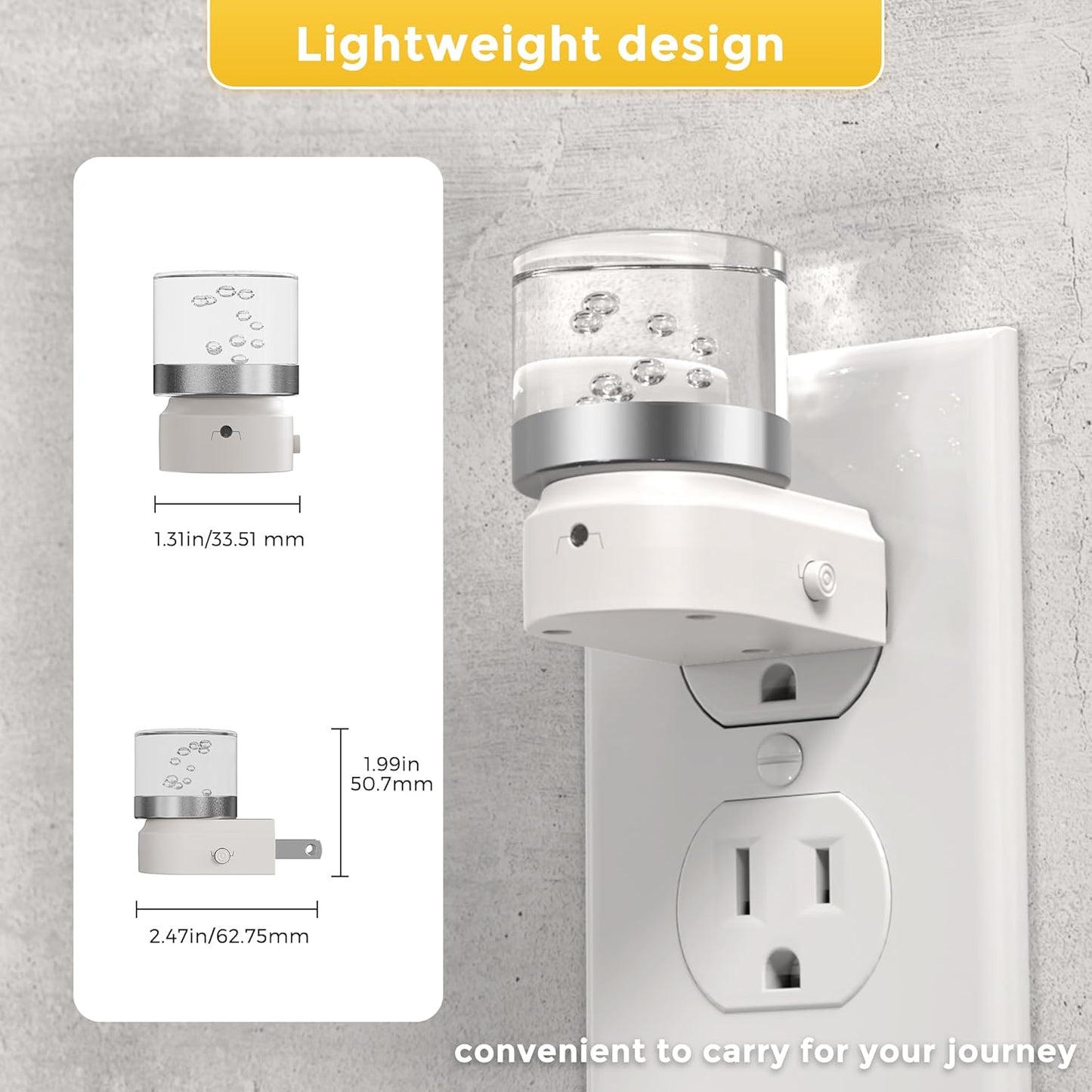 L LOHAS LED Night Light, Bubble Night Lights Plug into Wall,2 Pack 3000K/4000k/5000K Adjustable Color Temperature Night Light,Dimmable Nightlights with Dusk to Dawn Sensor for Rooms Bathroom Hallway