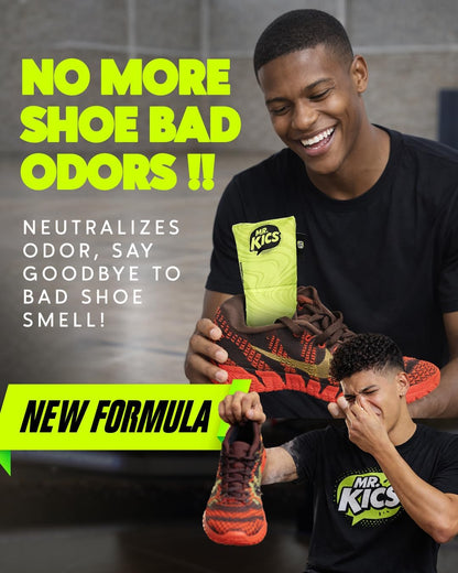 MR.KICS - Shoe Deodorizer Insert, Activated Charcoal Odor Eliminator, Moisture Absorber for Shoes, Gym Bags, Boxing Gloves, Cleats, Sports Gear - XL 2-Pack