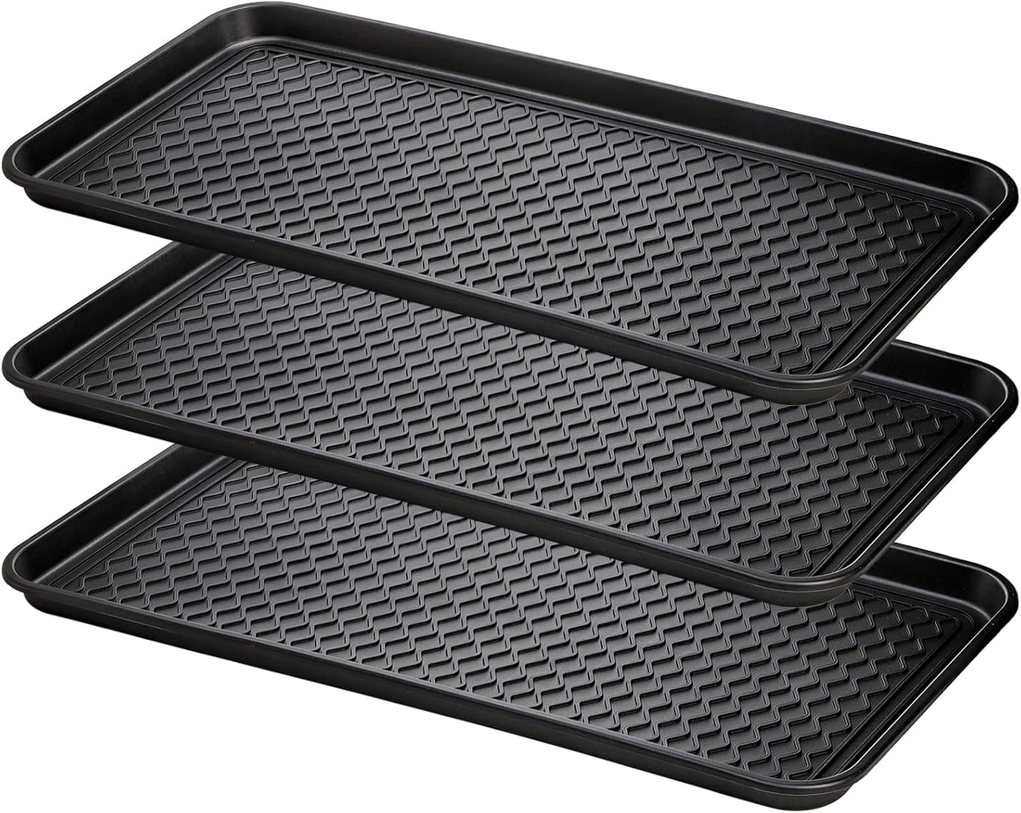 Fasmov 3 Pack Utility Boot Tray Mat Multi-Purpose Anti-Slip Tray Mat Boots, Dog Food Bowls, Gardening, Laundry, Kitchen, Garage, Entryway, 30 x 15 inches
