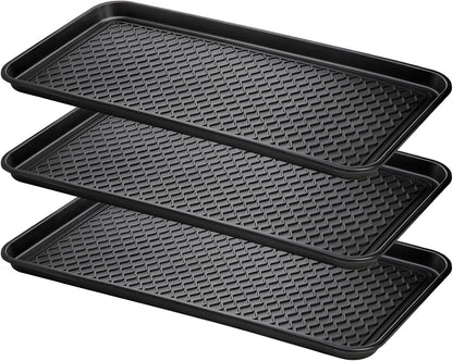Fasmov 3 Pack Utility Boot Tray Mat Multi-Purpose Anti-Slip Tray Mat Boots, Dog Food Bowls, Gardening, Laundry, Kitchen, Garage, Entryway, 30 x 15 inches