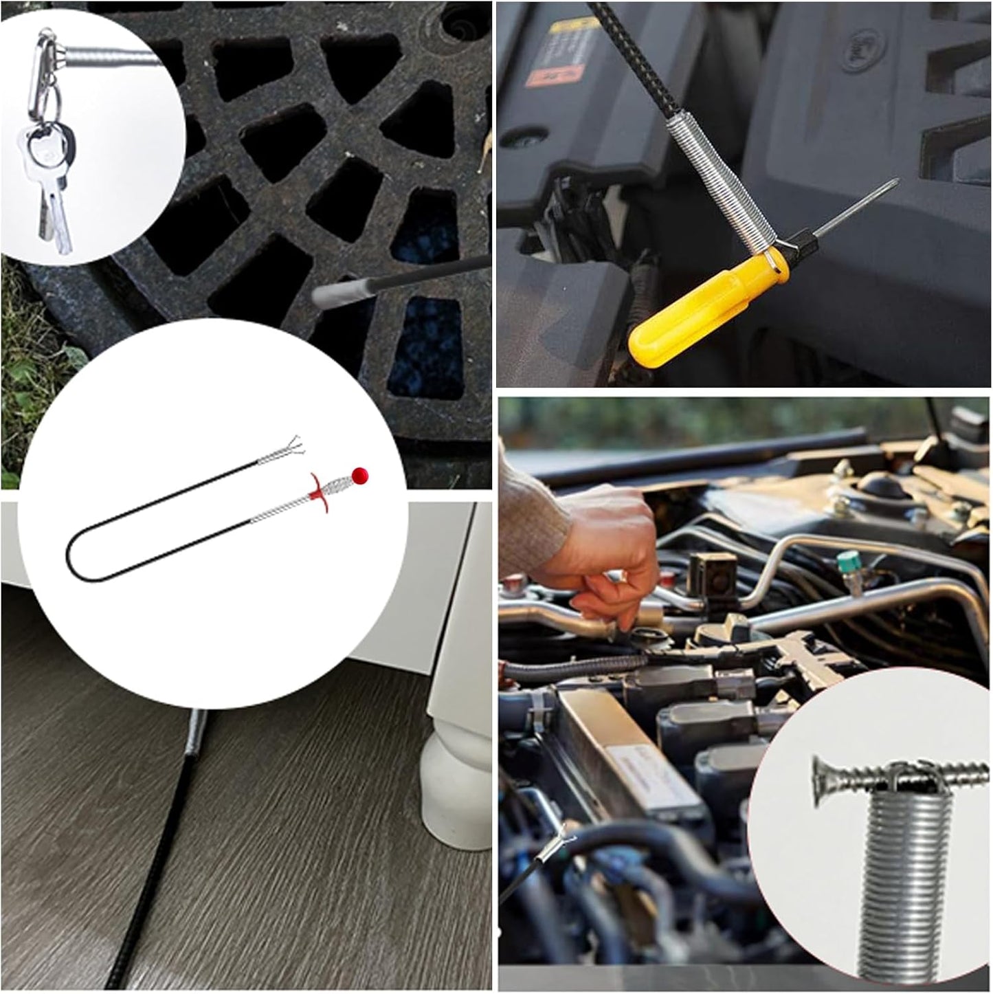 Drain Snake，116" Flexible Grabber Claw Tool Reacher Drain Snake Hair Drain Clog Remover for Toilet Sewer Shower Kitchen Bathroom Tub Clogged Drains Opener Cleaning Tool