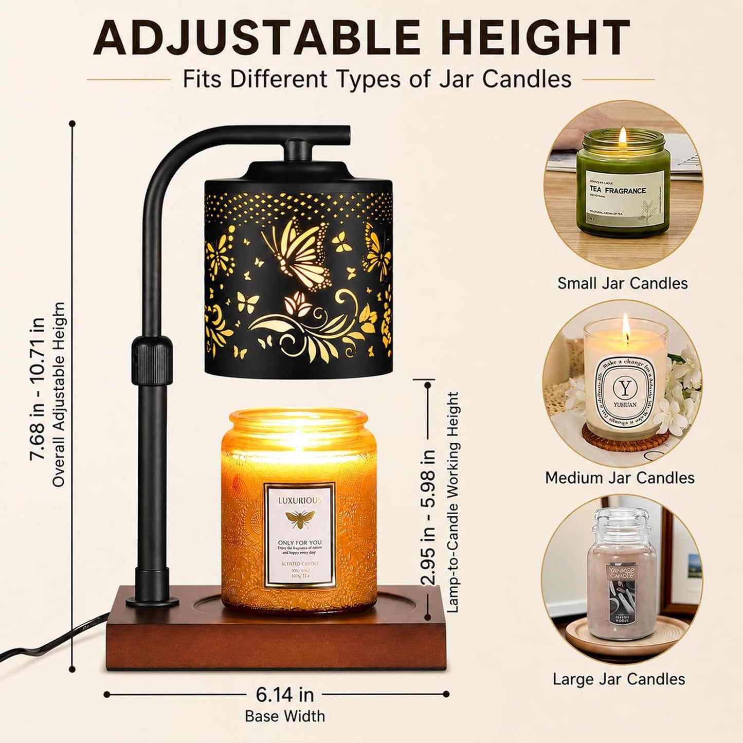 mocosa Candle Warmer Lamp with Adjustable Height Dimmable for New Home Decor Electric Candle Warmer for Jar Candles Birthday Gifts for Women Mom(Hummingbird)