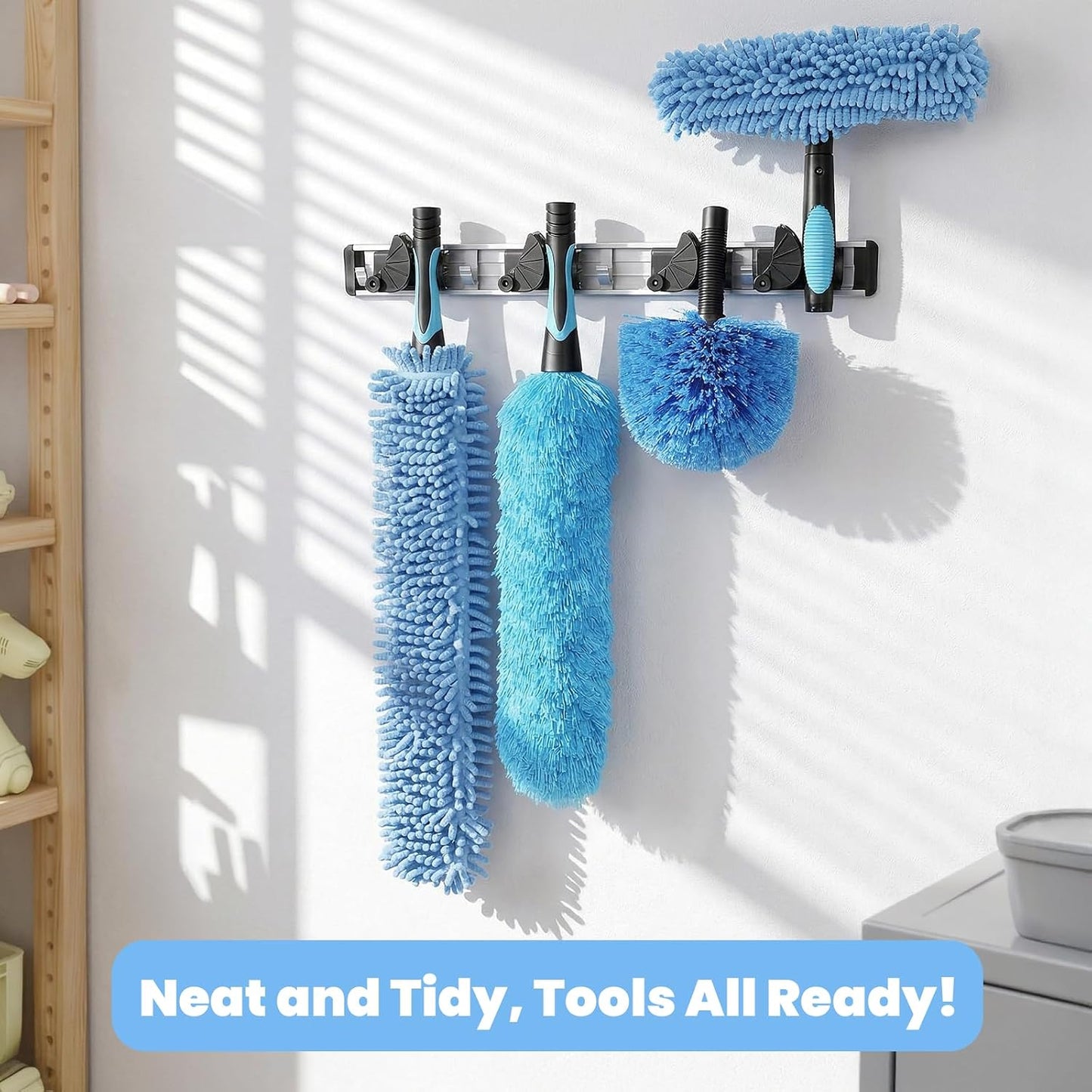 20ft High Reach Extendable Duster Kit with 5-12ft Extension Pole - Ceiling Fan Blade Cleaner, Spider Web Brush Cobweb Remover, Window Squeegee Kit with Telescoping Wand, Extended Extra Long Handle