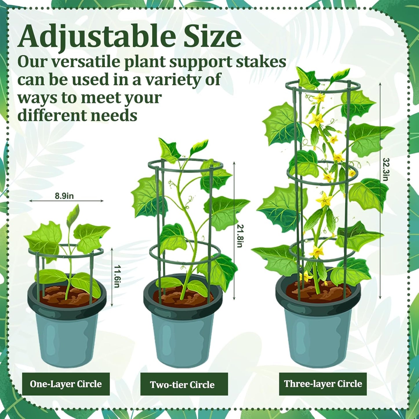 36 Pcs Plant Support Stakes, Half Round Plant Support for Indoor Plants Stackable Plant Holder Stick Plastic 9.8 Inch Plant Stakes for Tomato, Monstera, Peony, Hydrangea Climbing Plants