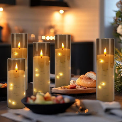 YOROXRG Set of 24 Waterproof Outdoor Flameless Candles, LED Candles with 4 Remote and Timer,(H 4" 5" 6" x D 2.2"),for Christmas,Halloween,Wedding,Festival