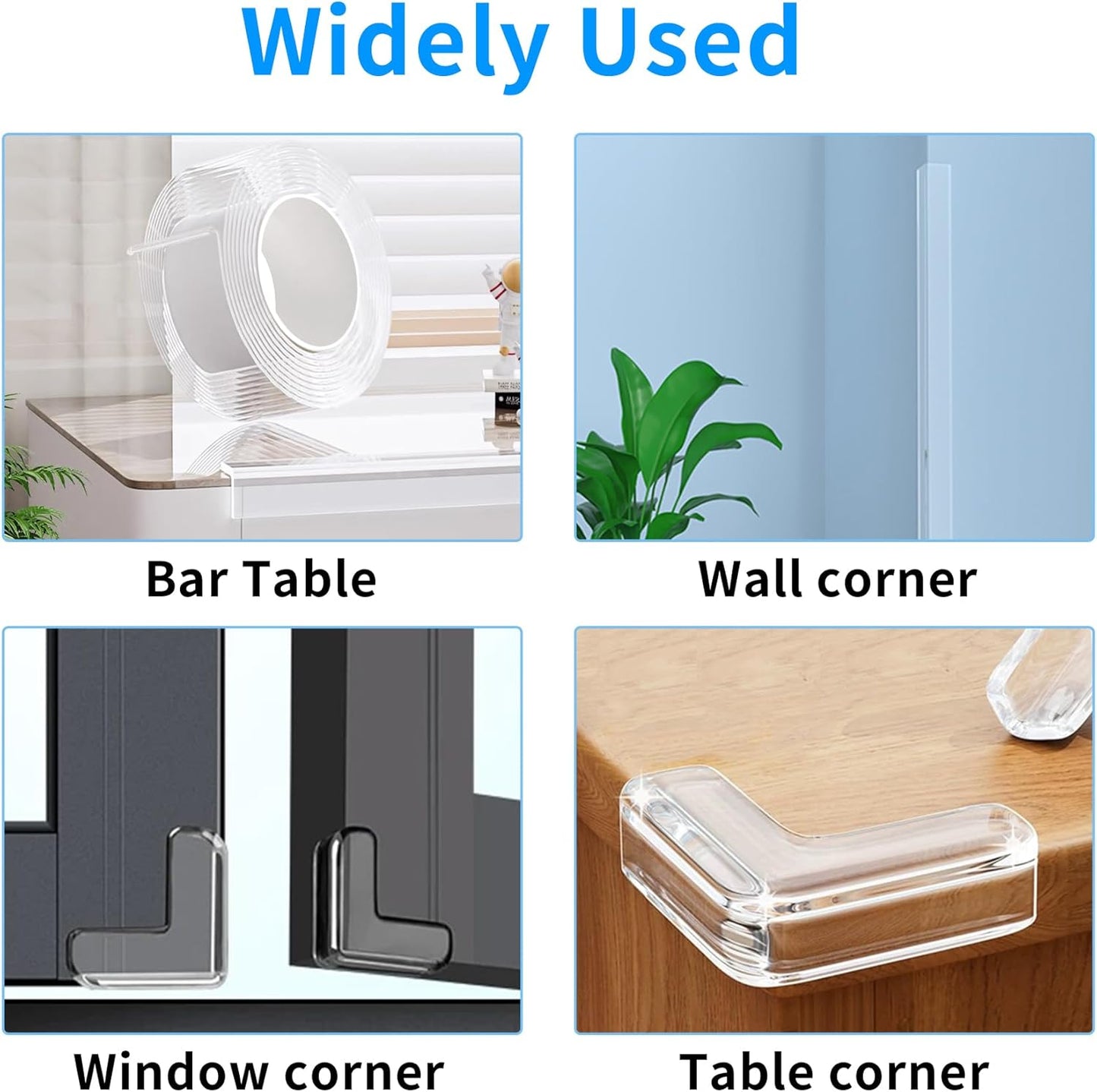 Edge Corner Protector Baby Proofing,Soft Clear Furniture Table Corner Guard & Edge Safety Cabinet Door Bumper,Crib Bumpers,Wall Protector,6.6ft(Width 0.8 in，Thickness 0.08 in)