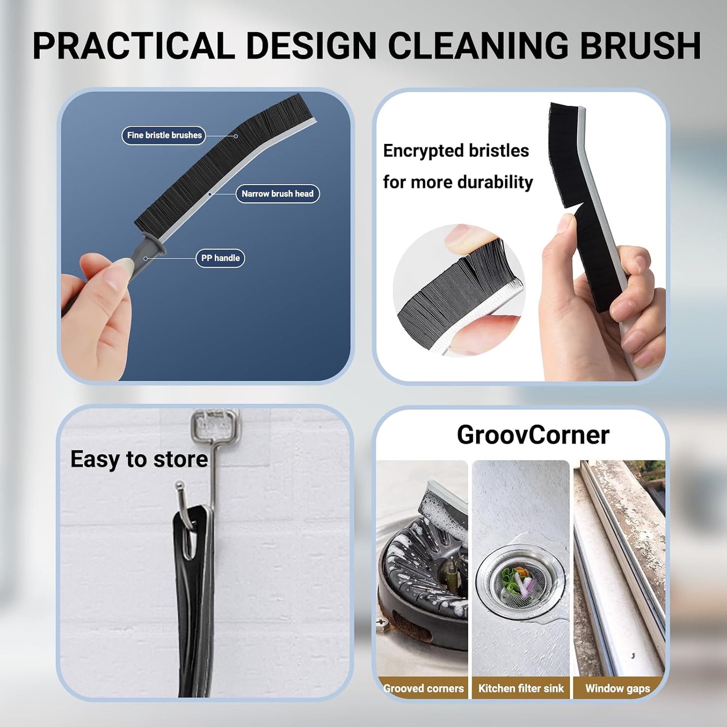 Crevice Cleaning Brush, Multifunctional Gap Hard Bristled Grout Brush Tool | Scrub Small Spaces, Kitchen, Toilet, Bathroom, Corner, Grout, Sink, Window Tracks, Hinges, tile, small cleaning brush(6pcs)