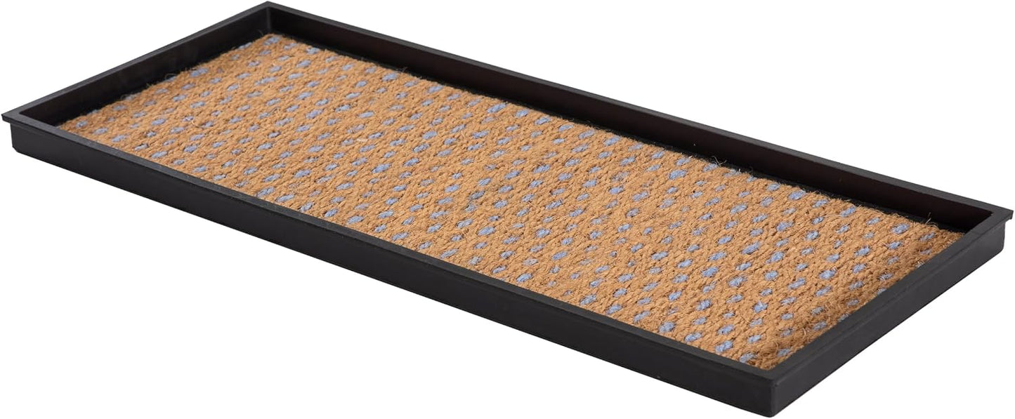 Anji Mountain Heavy Duty Waterproof Rubber Shoe Storage Mat Organizer/Boot Storage Tray Multi Use for Entryway with Coir, Tan Insert, Fits 4 Pair (46.5" Wide)