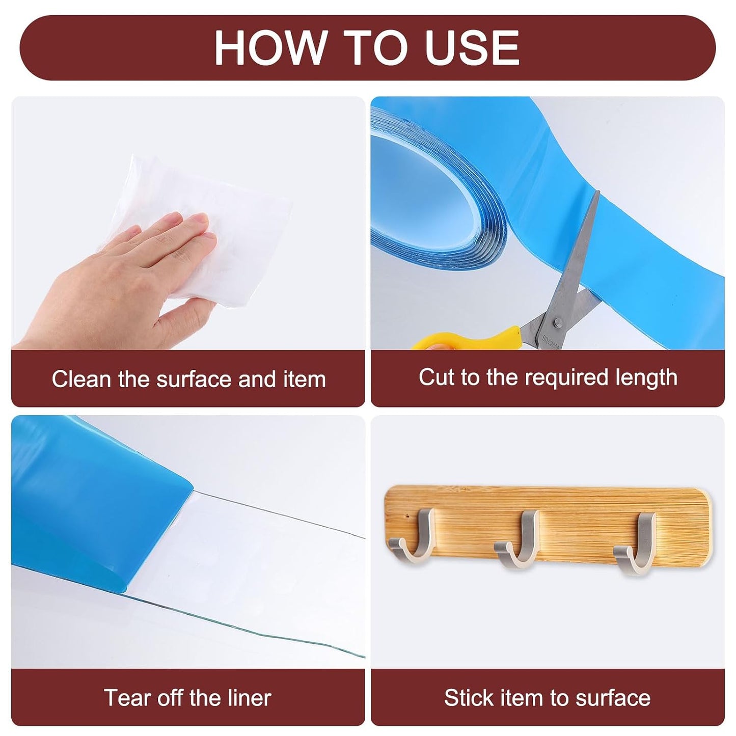 HARFINGTON Double Sided Nano Tape 10FT x 2" x 0.04" Multipurpose Removable Clear Mounting Tape Washable Waterproof Picture Hanging Adhesive Strips with Blue Liner for Carpets Posters