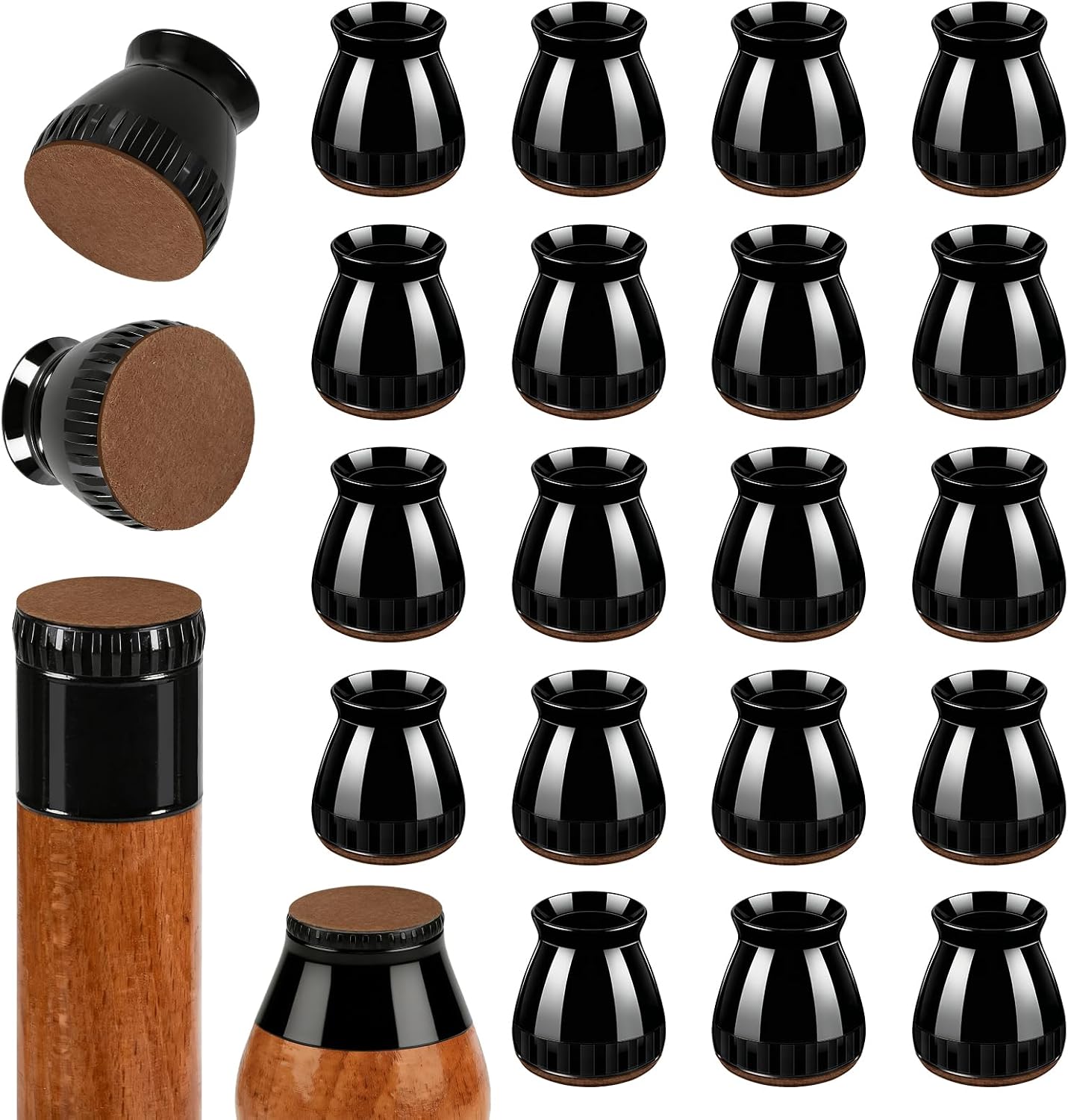 Chair Leg Floor Protectors, 24 Pack Silicone Furniture Pads for Hardwood Floors, Anti-Scratch Furniture Sliders Felt Pads, Noise-Reducing Chair Feet Covers, Table Legs Fit Sizes to(1.3" to 1.97")