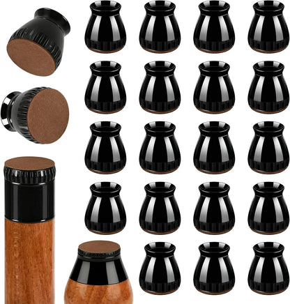 Chair Leg Floor Protectors, 24 Pack Silicone Furniture Pads for Hardwood Floors, Anti-Scratch Furniture Sliders Felt Pads, Noise-Reducing Chair Feet Covers, Table Legs Fit Sizes to(1.3" to 1.97")
