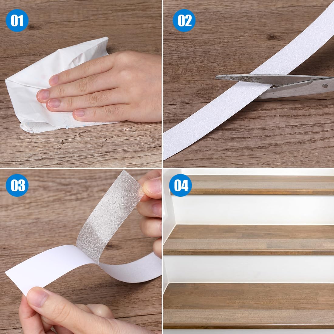 Anti Slip Tape Clear 1" x 30Ft Non-Slip Stair Treads Tape Grip Tape Outdoor Indoor Waterproof Friction Tapes for Bathtubs Wooden Steps