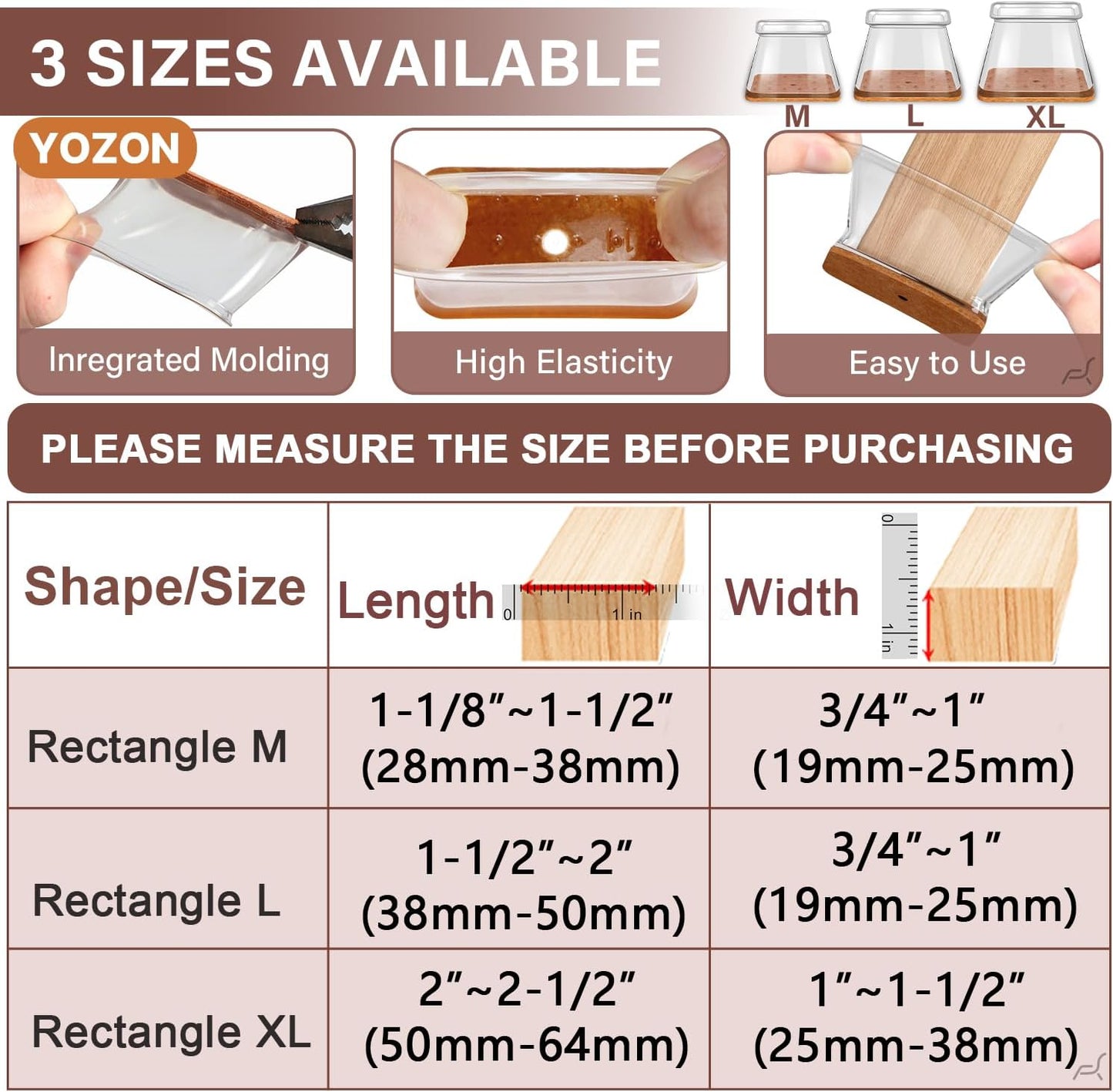 YOZON Chair Leg Floor Protectors Felt Furniture Pads Silicone Caps | Chair Leg Protectors for Hardwood Floors 32 Pack Anti-Scratch Reduce Noise Clear Round Medium Fit 3/4" to 1-3/16" (19-30mm)