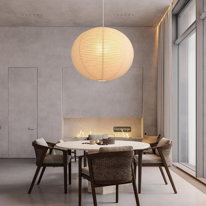 Large Rice Paper Pendant Light Kit, 20in White Globe Paper Lantern Lights, E26 Base, Japanese Hanging Lantern Lamp Japandi Chandelier for Dining Room Bedroom Office Living Room